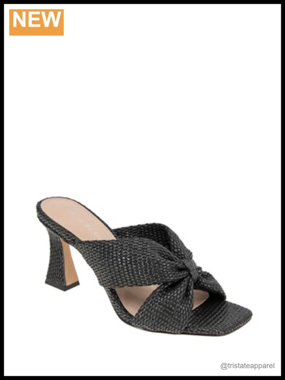 Fabric Square Open Toe Slide Heeled Sandals Padded Footbed